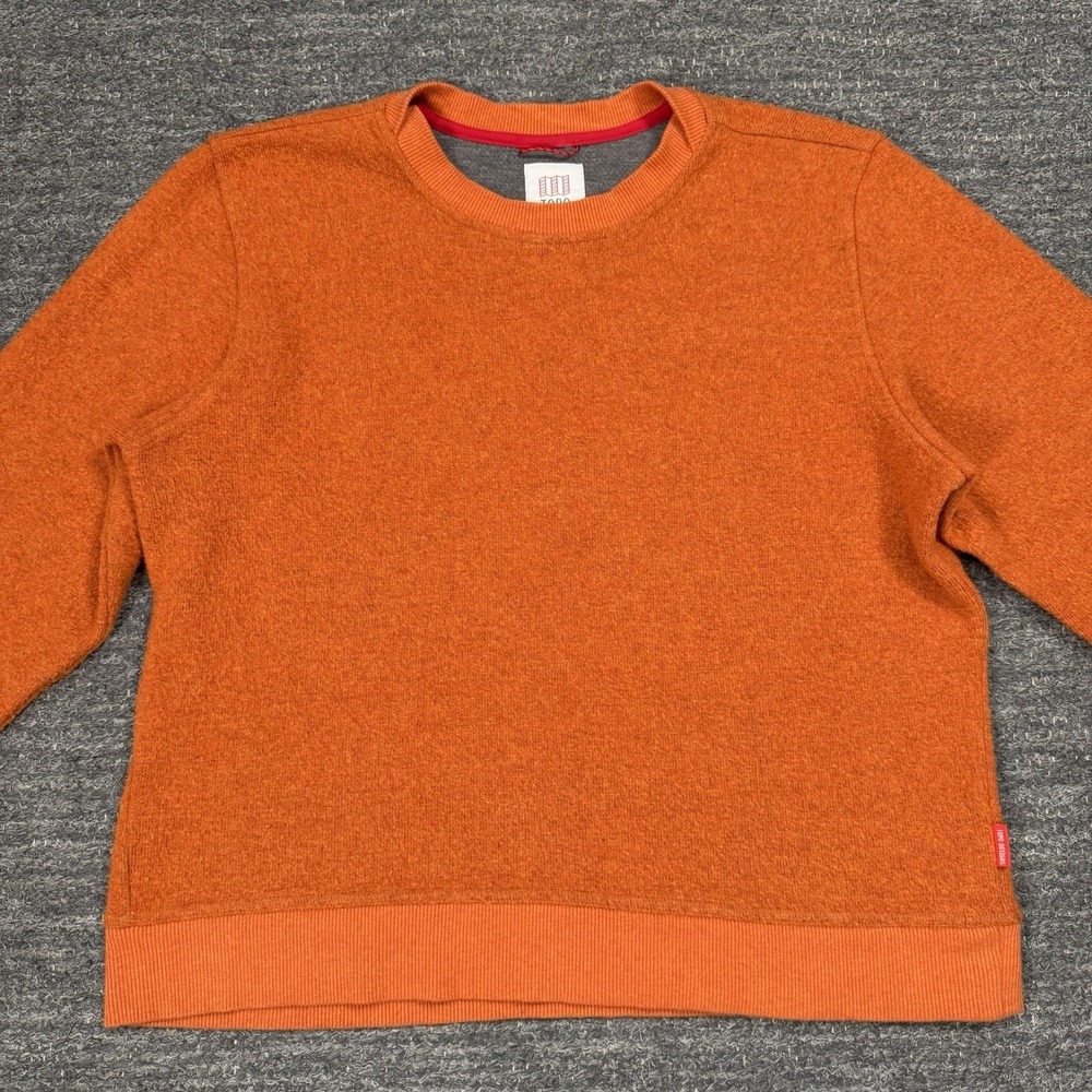 Topo Designs Global Wool Sweater Women Large Long Sleeve Orange Crew Pullover - Picture 1 of 10